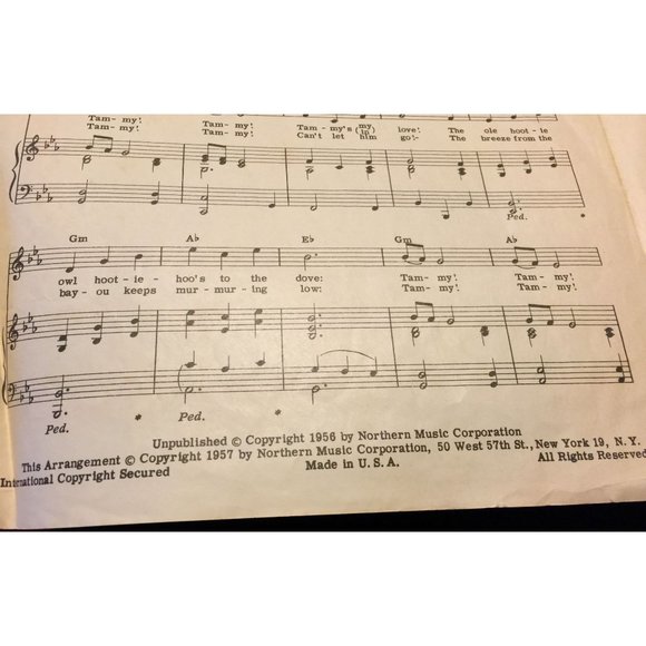 Tammy by Debbie Reynolds from Tammy and the Bachelor Vintage Sheet Music - Picture 7 of 9